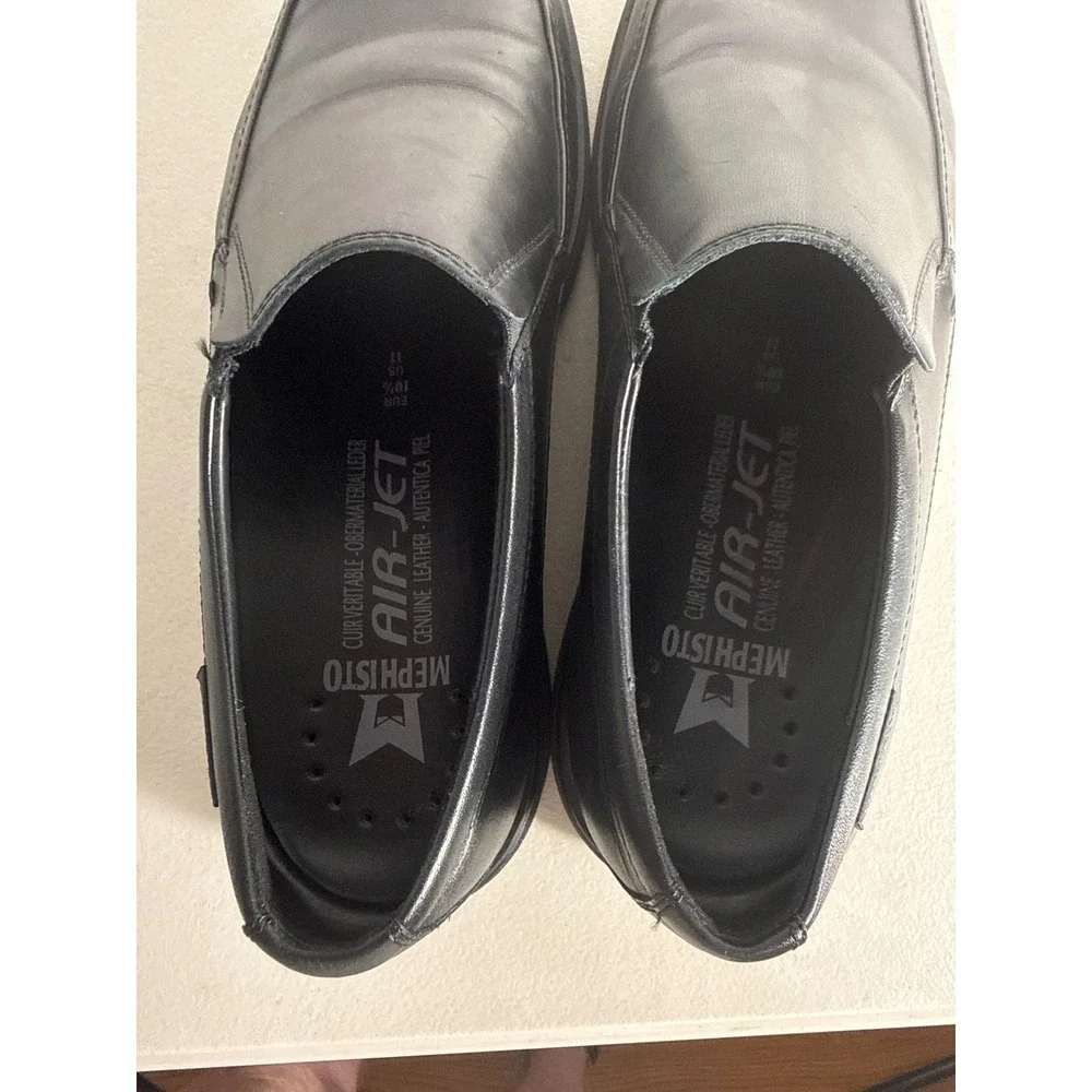 Mephisto Air-Jet Black Leather Slip On Loafers Mens Dress Shoes . Size 11 M